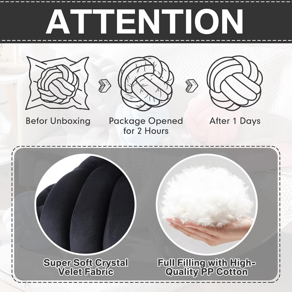 Chic Black Knot Pillows - Set of 2, Decorative Throw Pillows