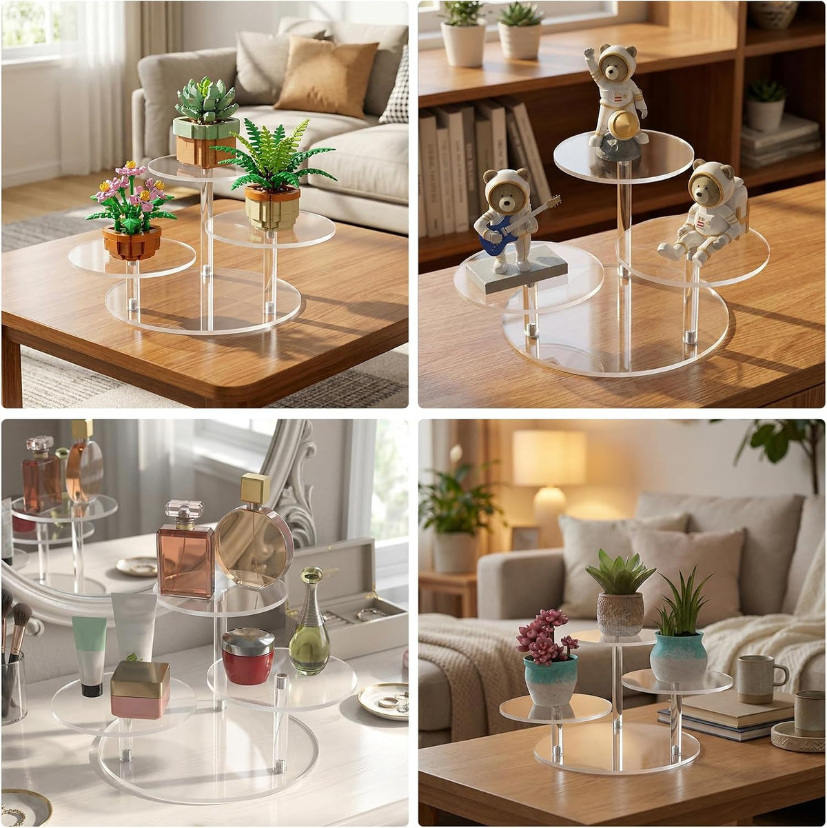 3-Tier Acrylic Stand Risers for LEGO, Figurine Shelf Clear