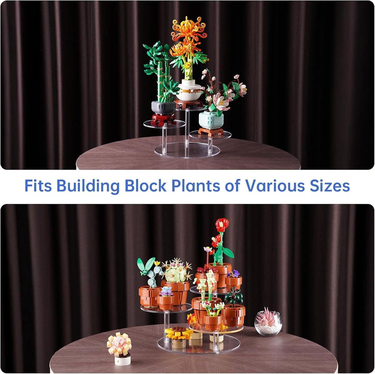 3-Tier Acrylic Stand Risers for LEGO, Figurine Shelf Clear