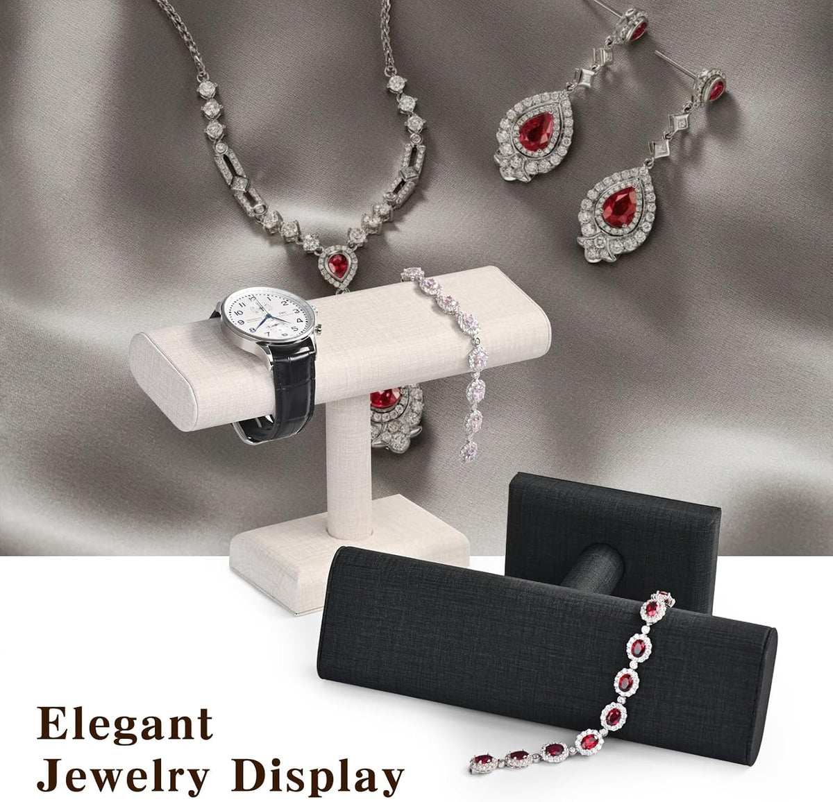 Leather Watch Display Stand T-Bar Showcase Jewelry Display Holder