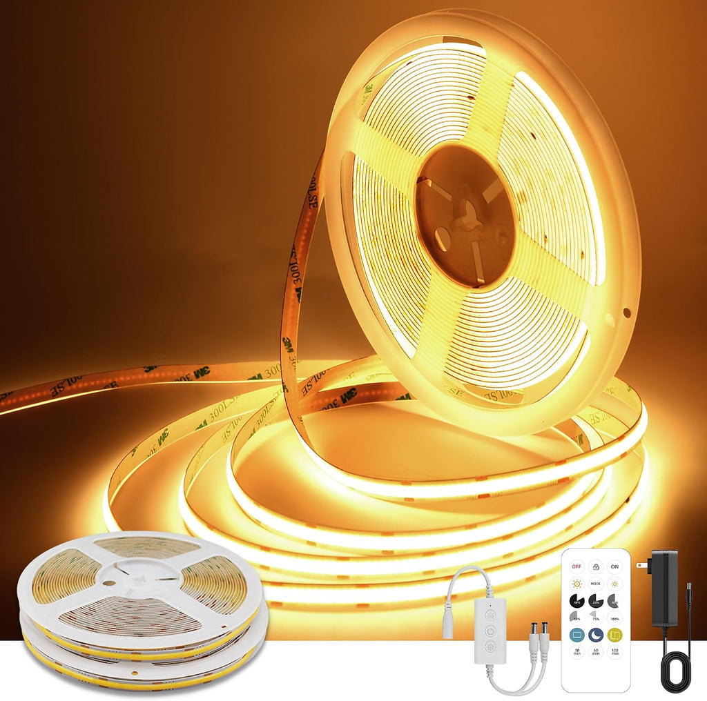 COB LED Strip Lights Warm White,24V Dimmable Led Light Strip KIT with Remote and App Control