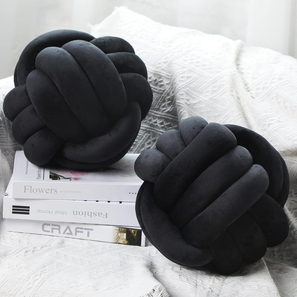 Chic Black Knot Pillows - Set of 2, Decorative Throw Pillows