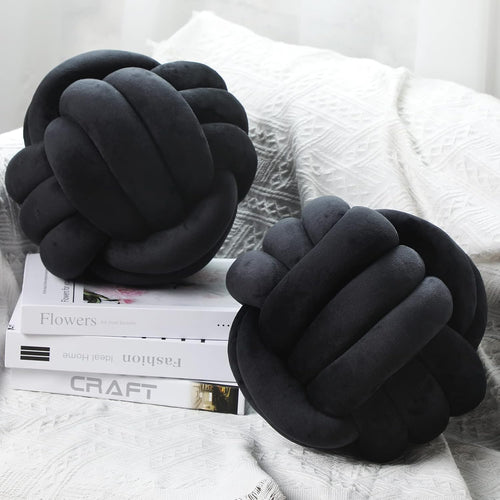 Chic Black Knot Pillows - Set of 2, Decorative Throw Pillows