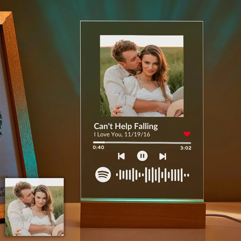 Customizable Spotify Photo Music Plaque Night Light