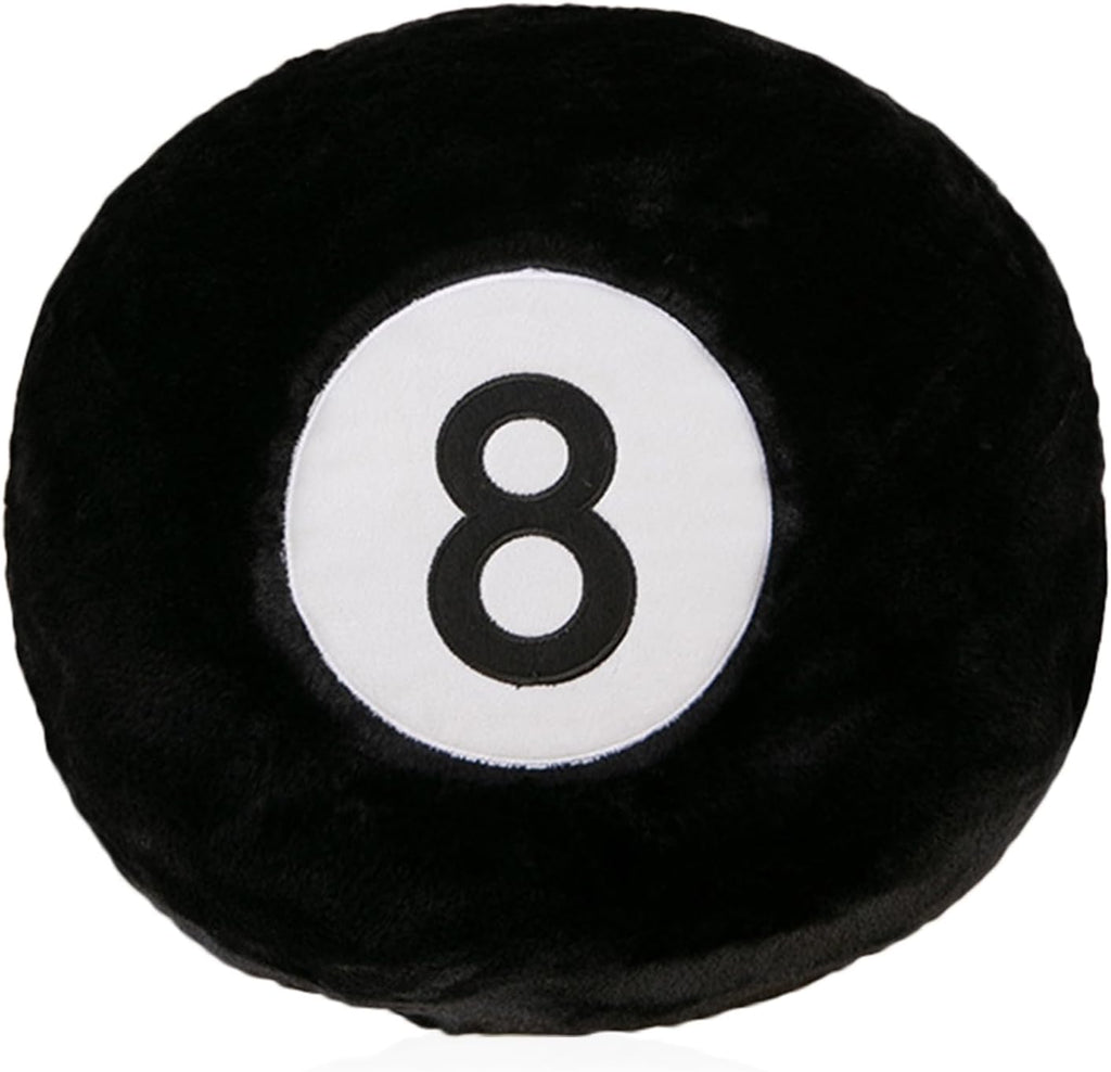 8 Ball Pillow Black Stuffed Billiards Plush Small Toy, 13 Inch
