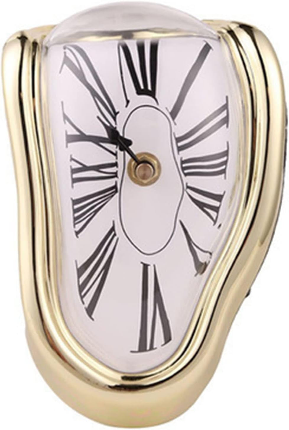 Melting Clock - Retro Deco Twisted Desk Table Clock for Office, Home & Housewarming Decor (Gold)