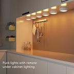 Battery Powered LED Push Puck Lights with Remote, 6 Pack