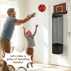 Wooden Hanging Basketball Hoop Laundry Basket with Zipper